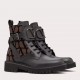 Valentino Vlogo Signature Combat Boots in Noir Toile Iconographe