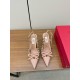 Valentino Rockstud Bow Slingback Pumps 100mm in Powder Patent Leather