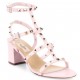 Valentino Pink Rockstud Block Heel Cage Sandal