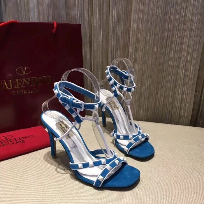 Valentino Garavani Blue Free Rockstud 105mm Sandals