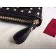 Valentino Rockstud Spike Zip Wallet In Noir Lambskin