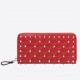 Valentino Rockstud Spike Zip Wallet In Piment Lambskin