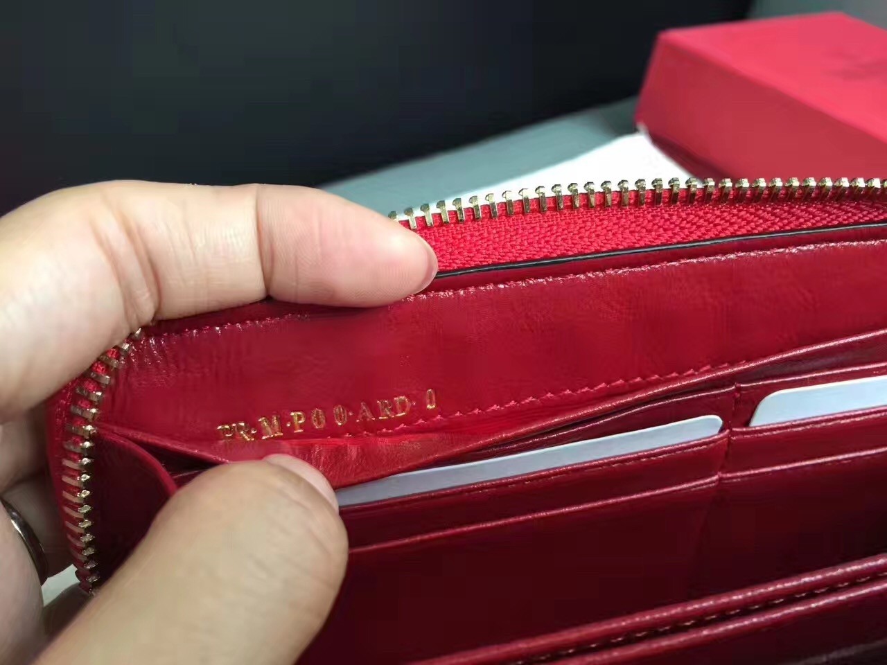 Valentino Rockstud Spike Zip Wallet In Red Lambskin