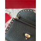 Valentino Rockstud Wallet with Chain in Black Grained Leather