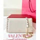 Valentino Rockstud Wallet with Chain in White Grained Leather