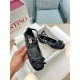 Valentino Rockstud Ballerina In Black Satin