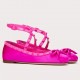 Valentino Rockstud Ballerina In Pink Satin