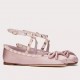 Valentino Rockstud Ballerina In Rose Cannelle Satin