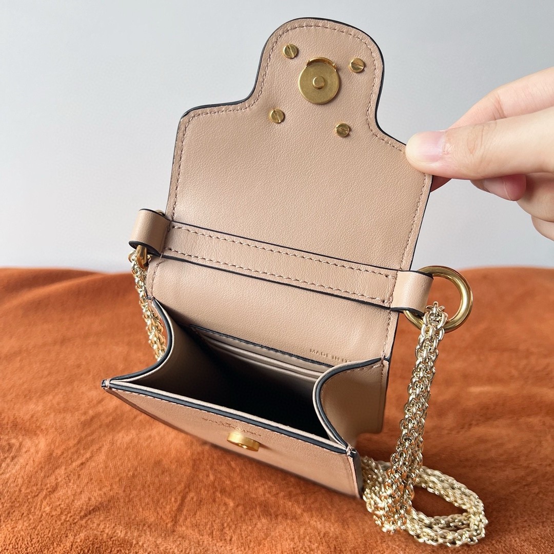 Valentino Loco Phone Case in Beige Leather with Chain