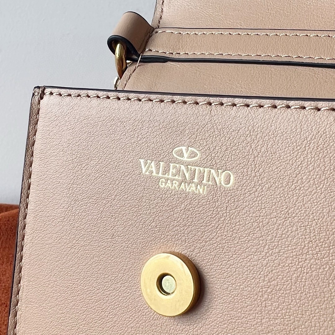 Valentino Loco Phone Case in Beige Leather with Chain