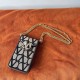 Valentino Loco Phone Case in Black Toile Iconographe with Chain