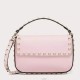 Valentino Rockstud Pouch Bag in Pink Grained Leather