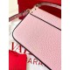 Valentino Rockstud Pouch Bag in Pink Grained Leather