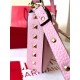 Valentino Rockstud Pouch Bag in Pink Grained Leather