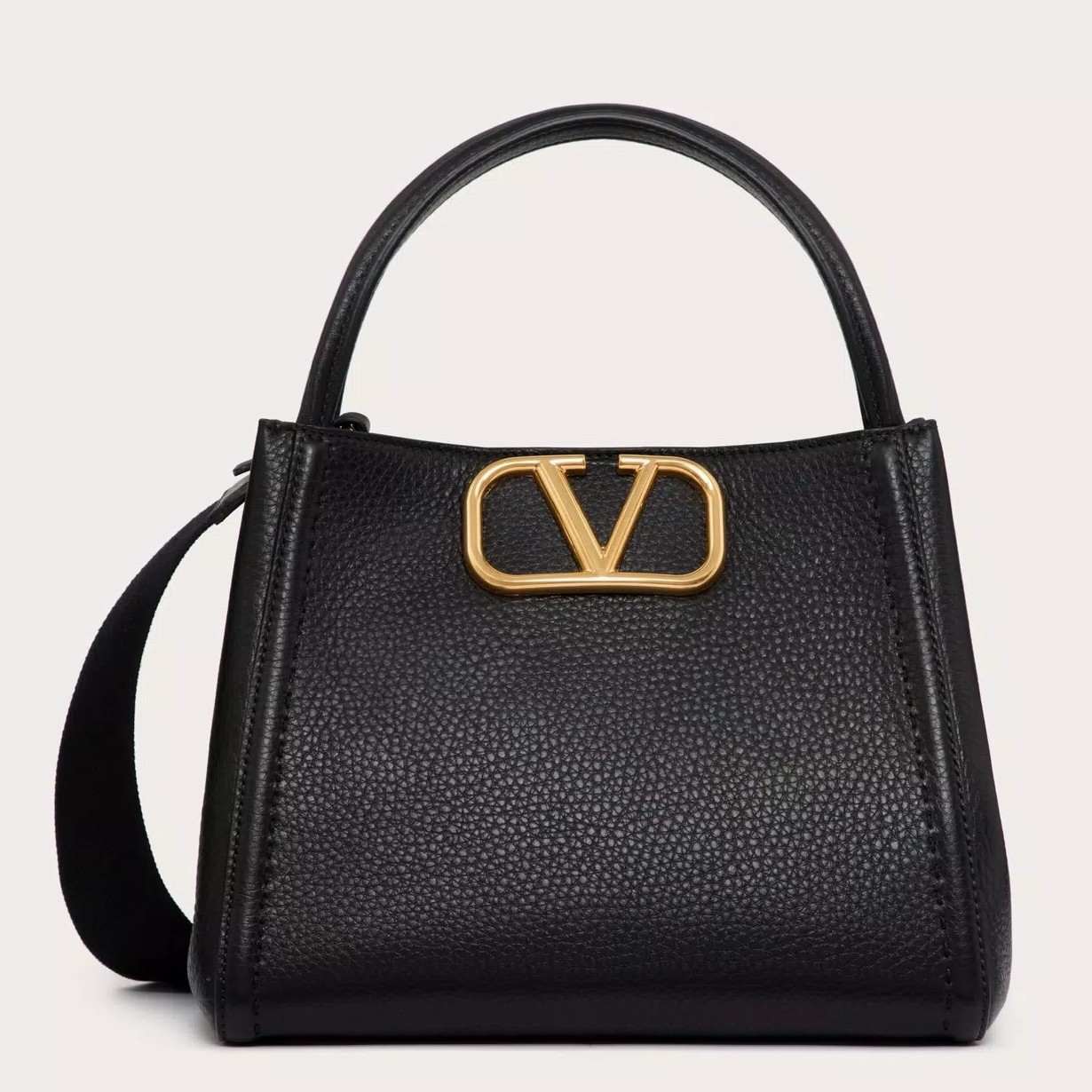 Valentino Alltime Medium Bag in Black Grained Calfskin