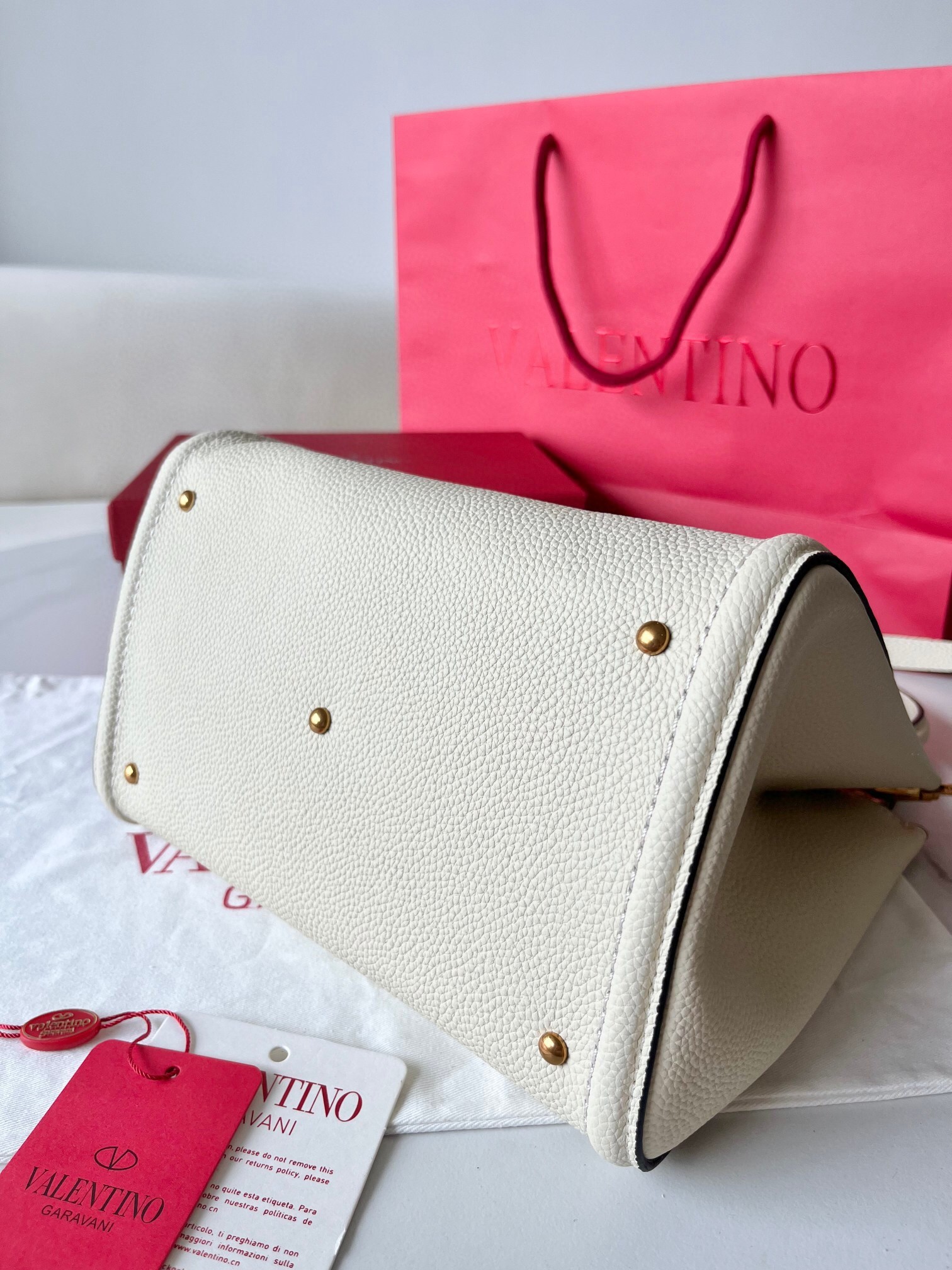 Valentino Alltime Medium Bag in White Grained Calfskin