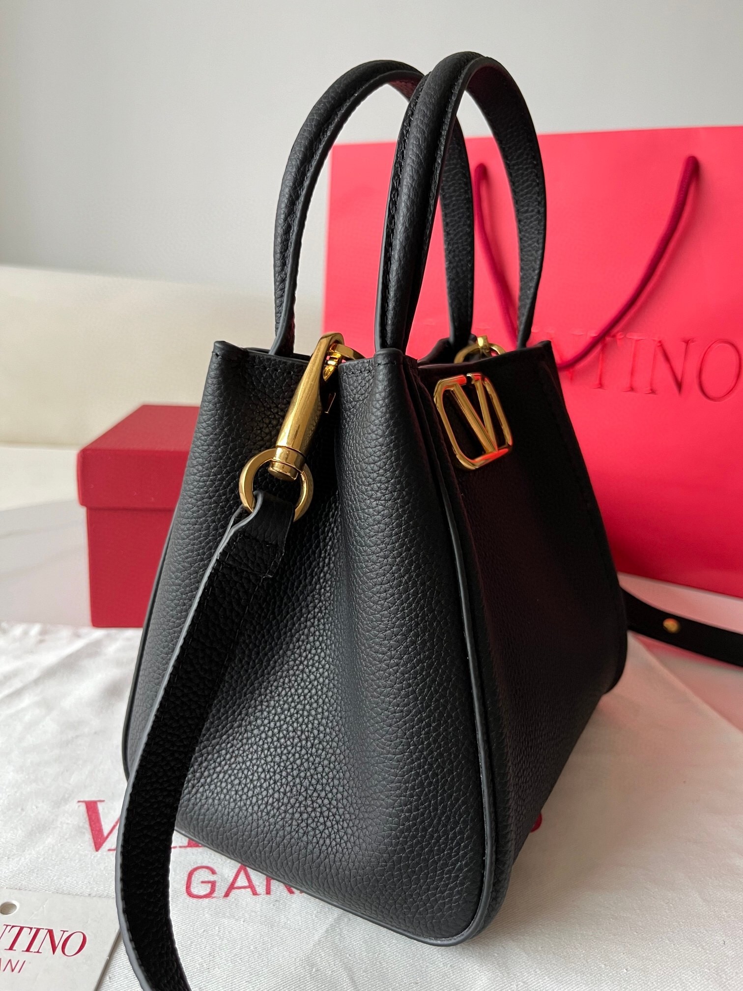 Valentino Alltime Small Bag in Black Grained Calfskin