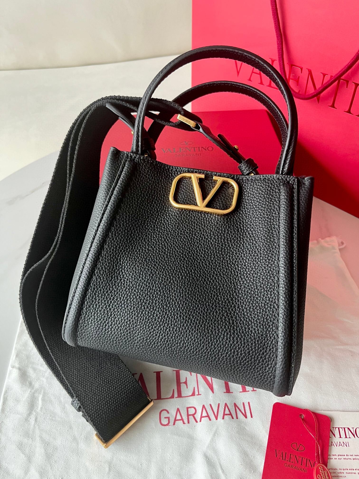 Valentino Alltime Small Bag in Black Grained Calfskin