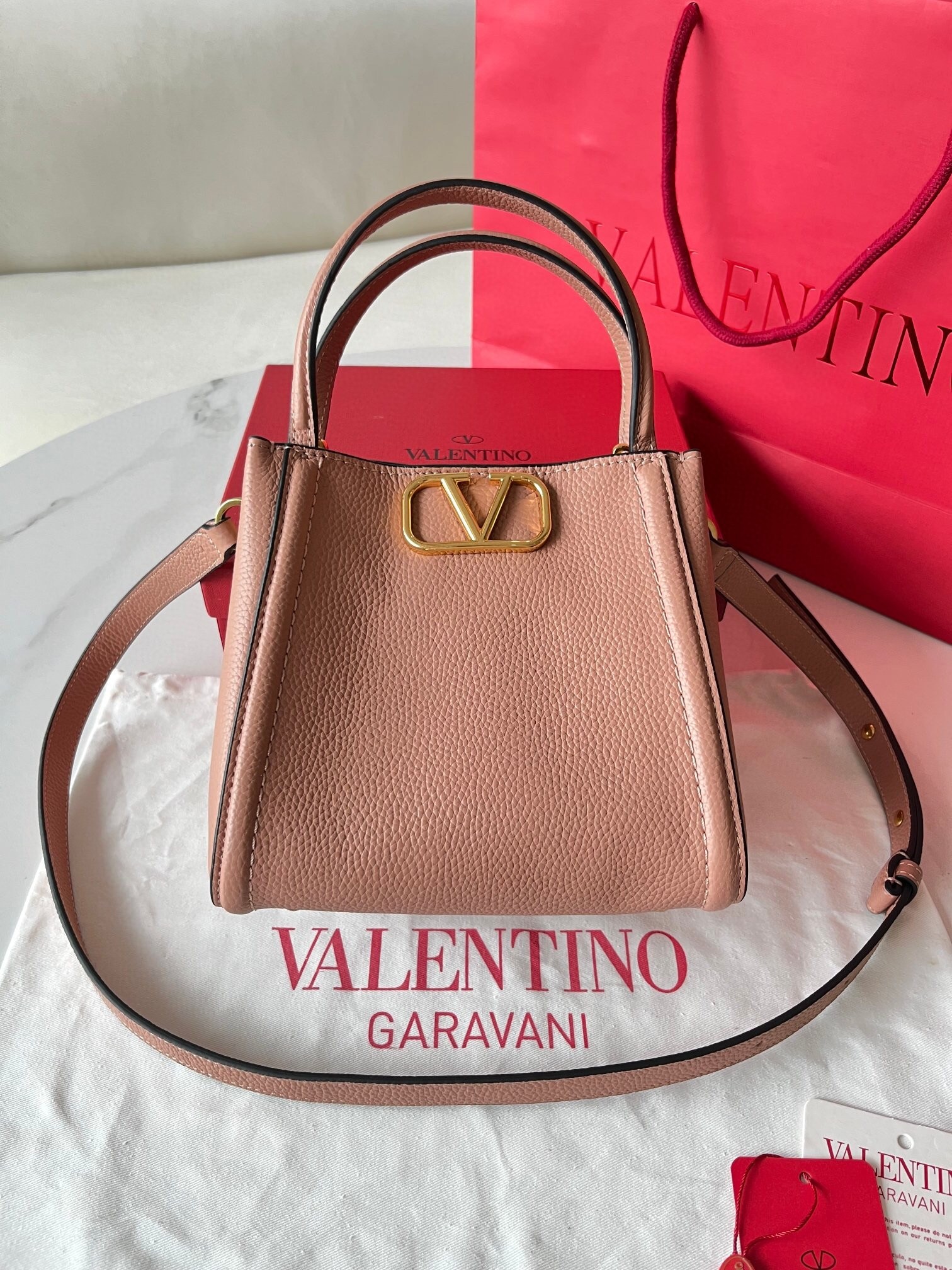 Valentino Alltime Small Bag in Nude Grained Calfskin