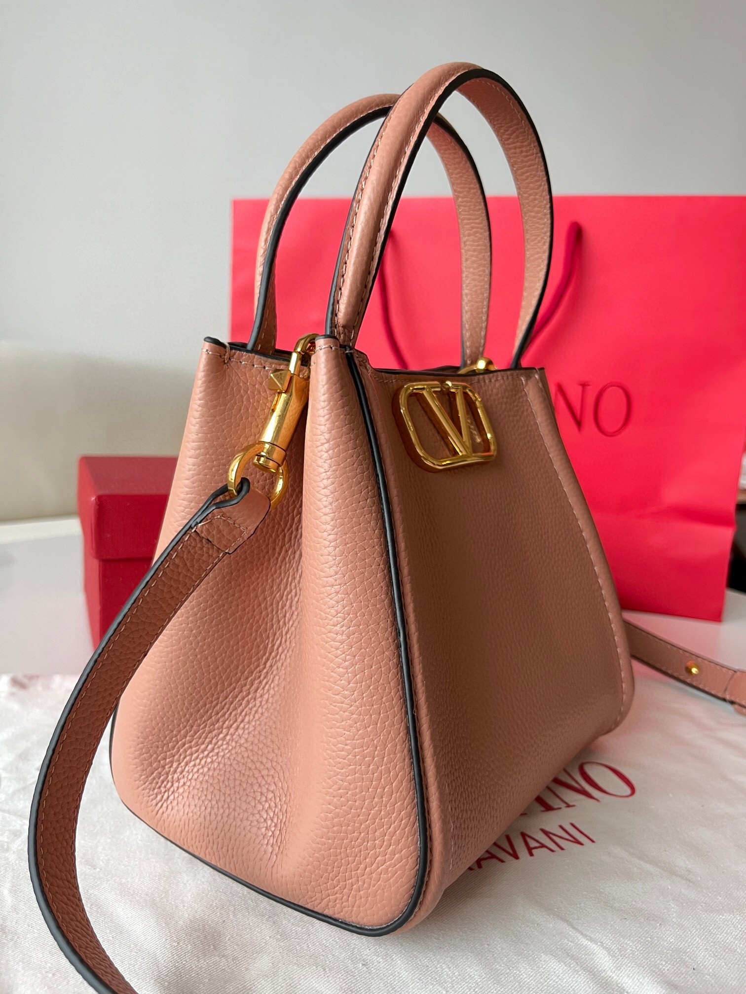 Valentino Alltime Small Bag in Nude Grained Calfskin