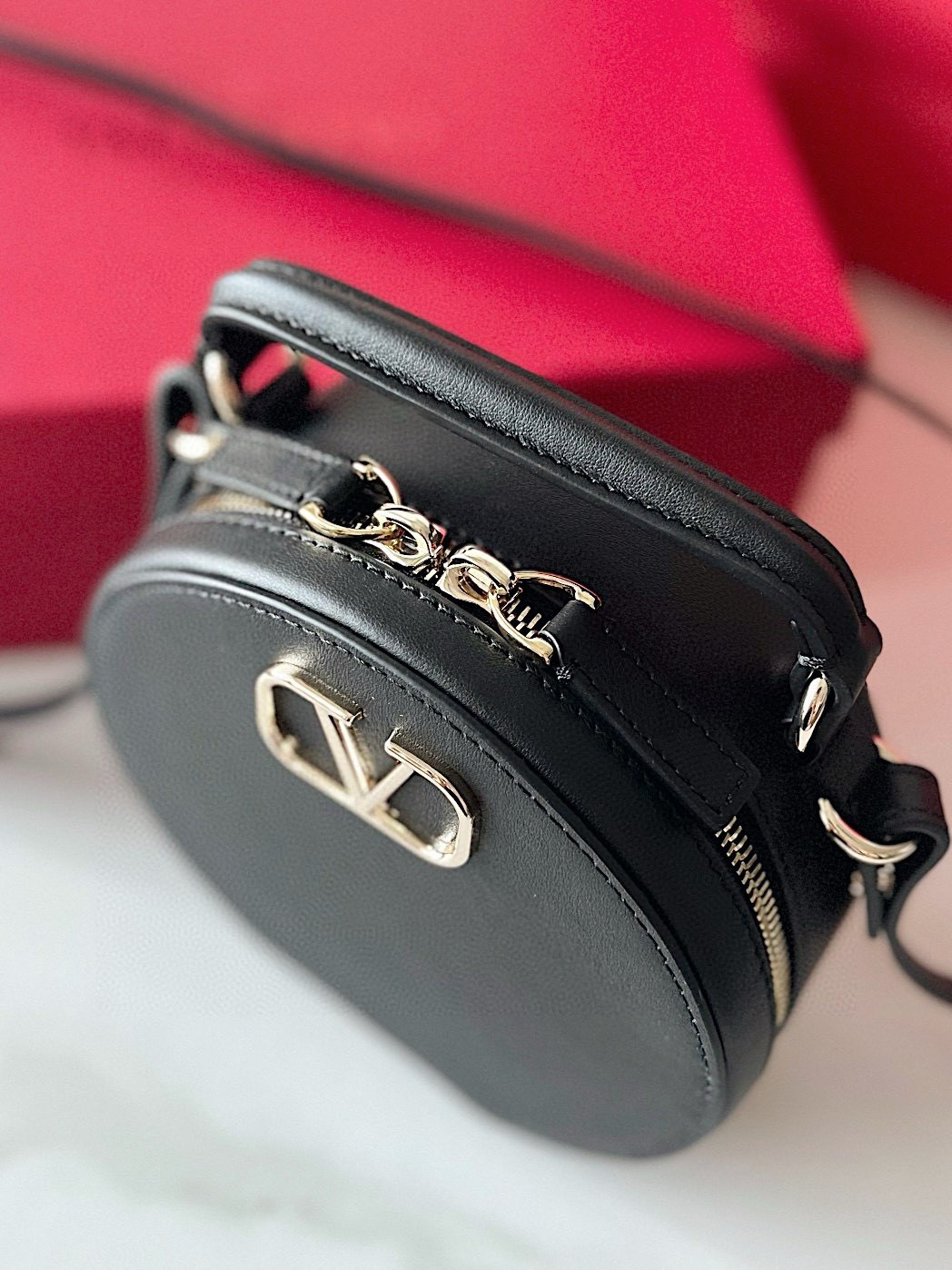 Valentino VLogo Signature Mini Bag in Black Calfskin