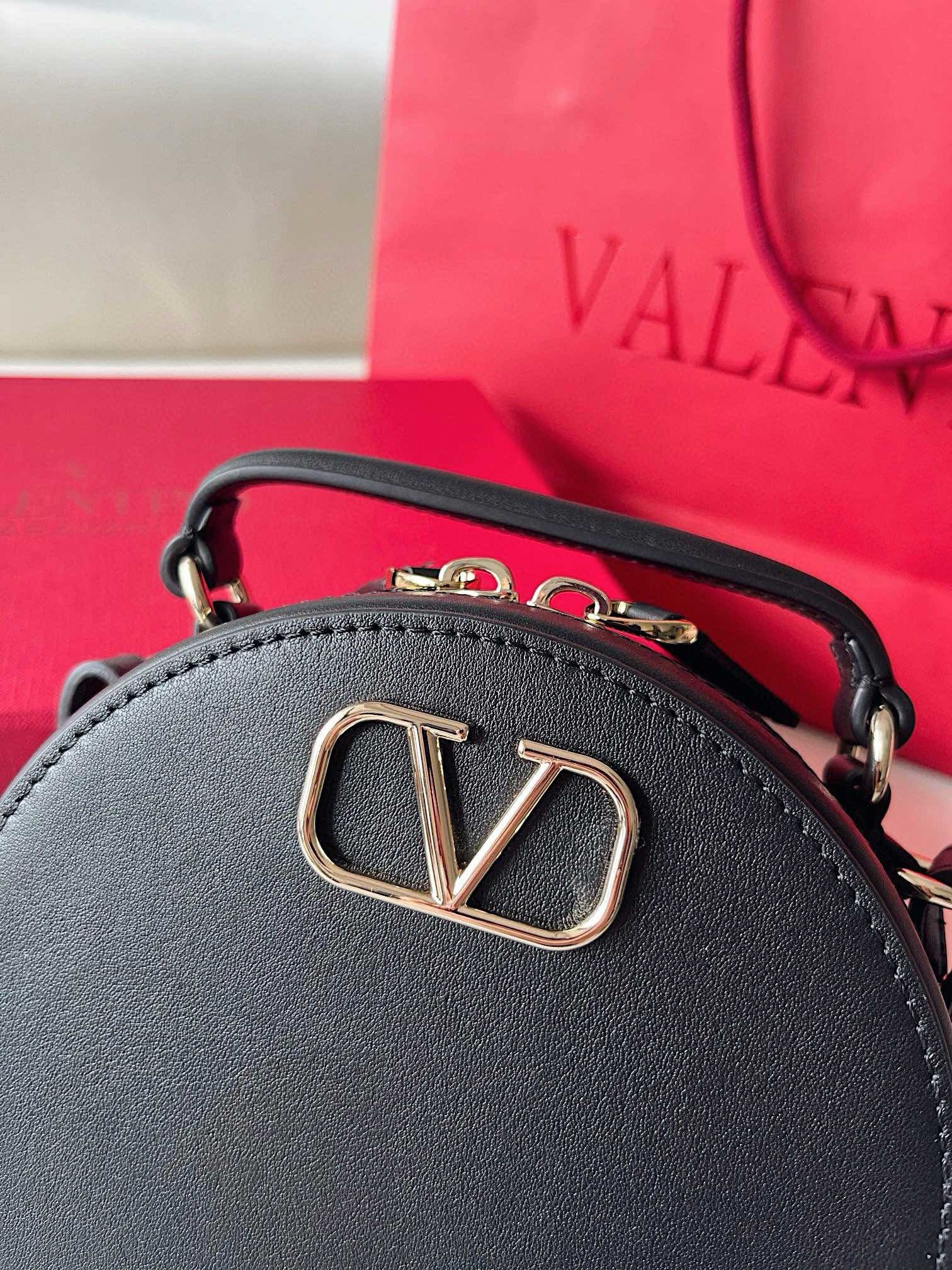 Valentino VLogo Signature Mini Bag in Black Calfskin