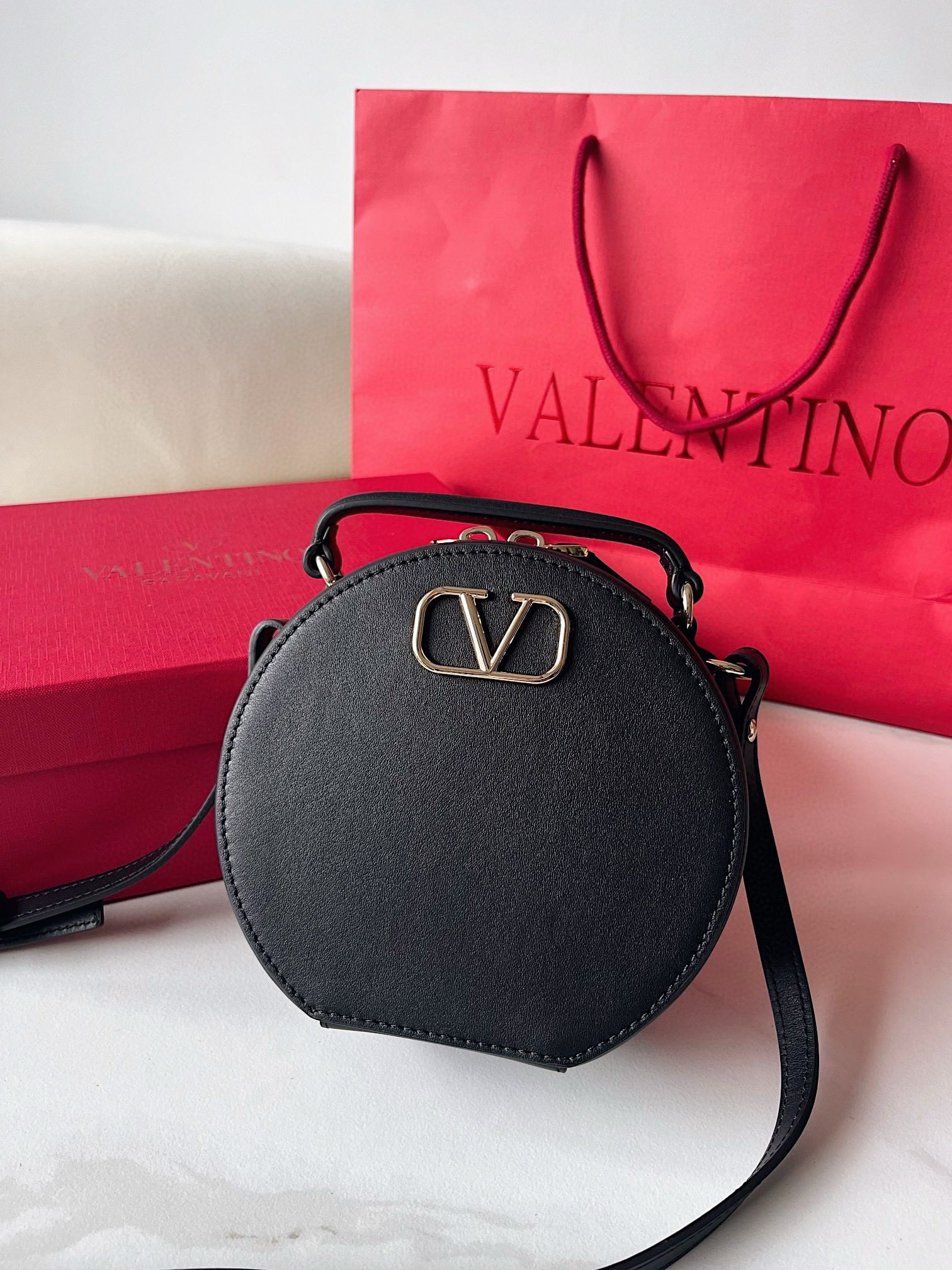 Valentino VLogo Signature Mini Bag in Black Calfskin