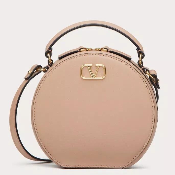 Valentino VLogo Signature Mini Bag in Beige Calfskin