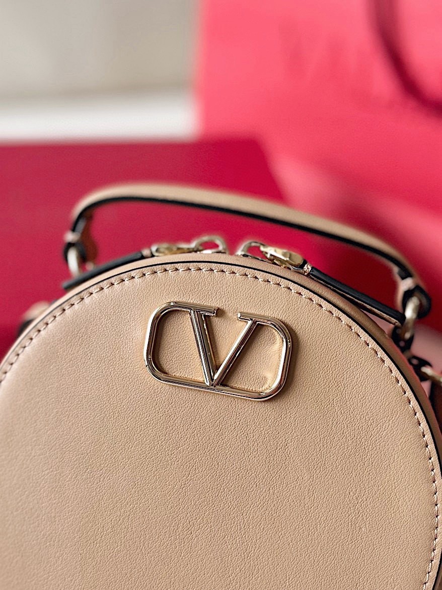 Valentino VLogo Signature Mini Bag in Beige Calfskin