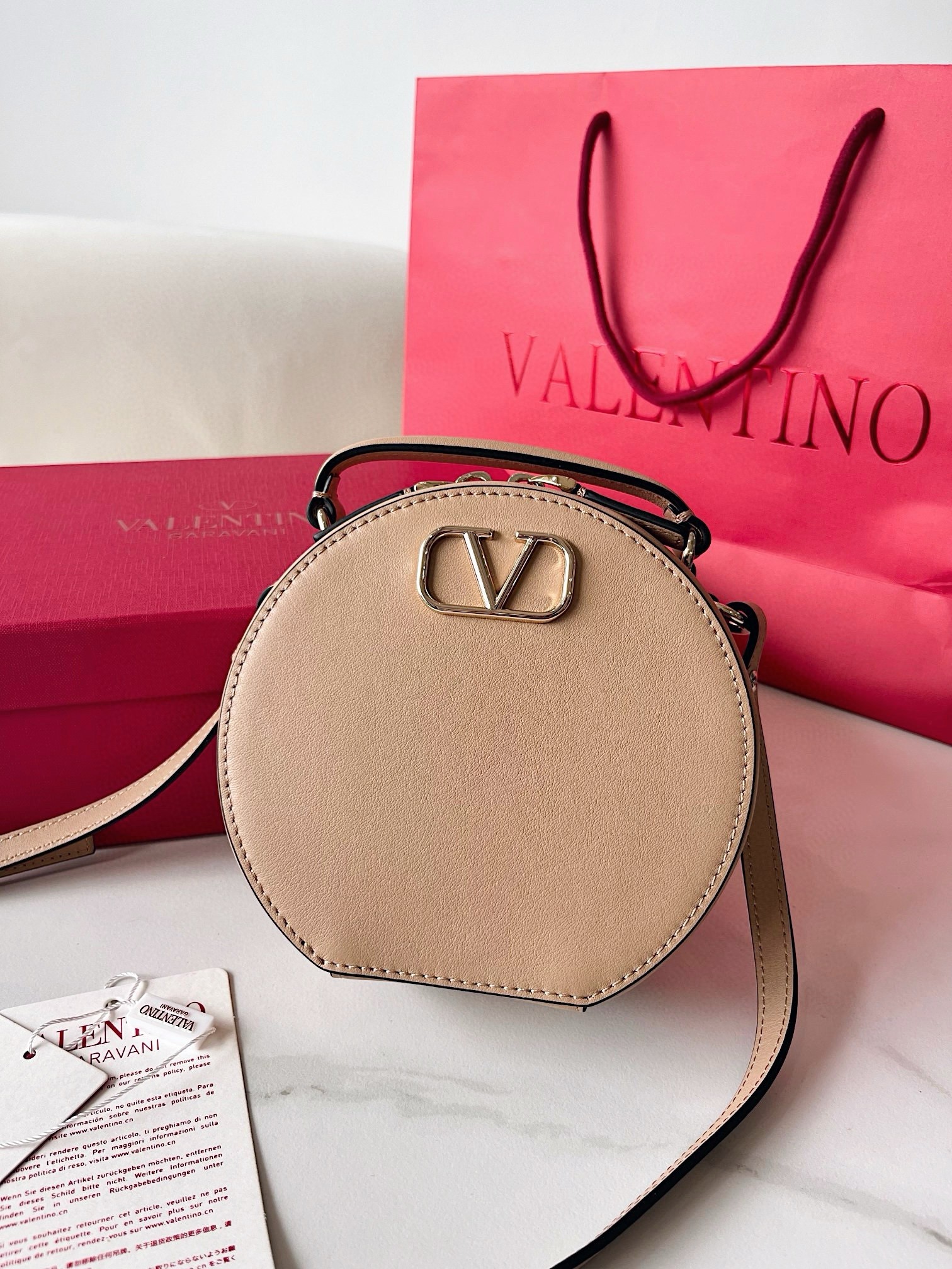 Valentino VLogo Signature Mini Bag in Beige Calfskin