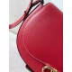 Valentino Garavani Ohval Small Shoulder Bag in Red Calfskin