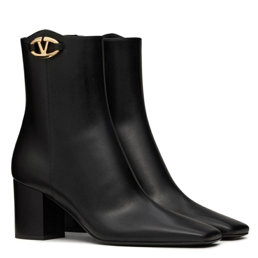 Valentino VLogo The Bold Edition Ankle Boots 70mm in Black Calfskin