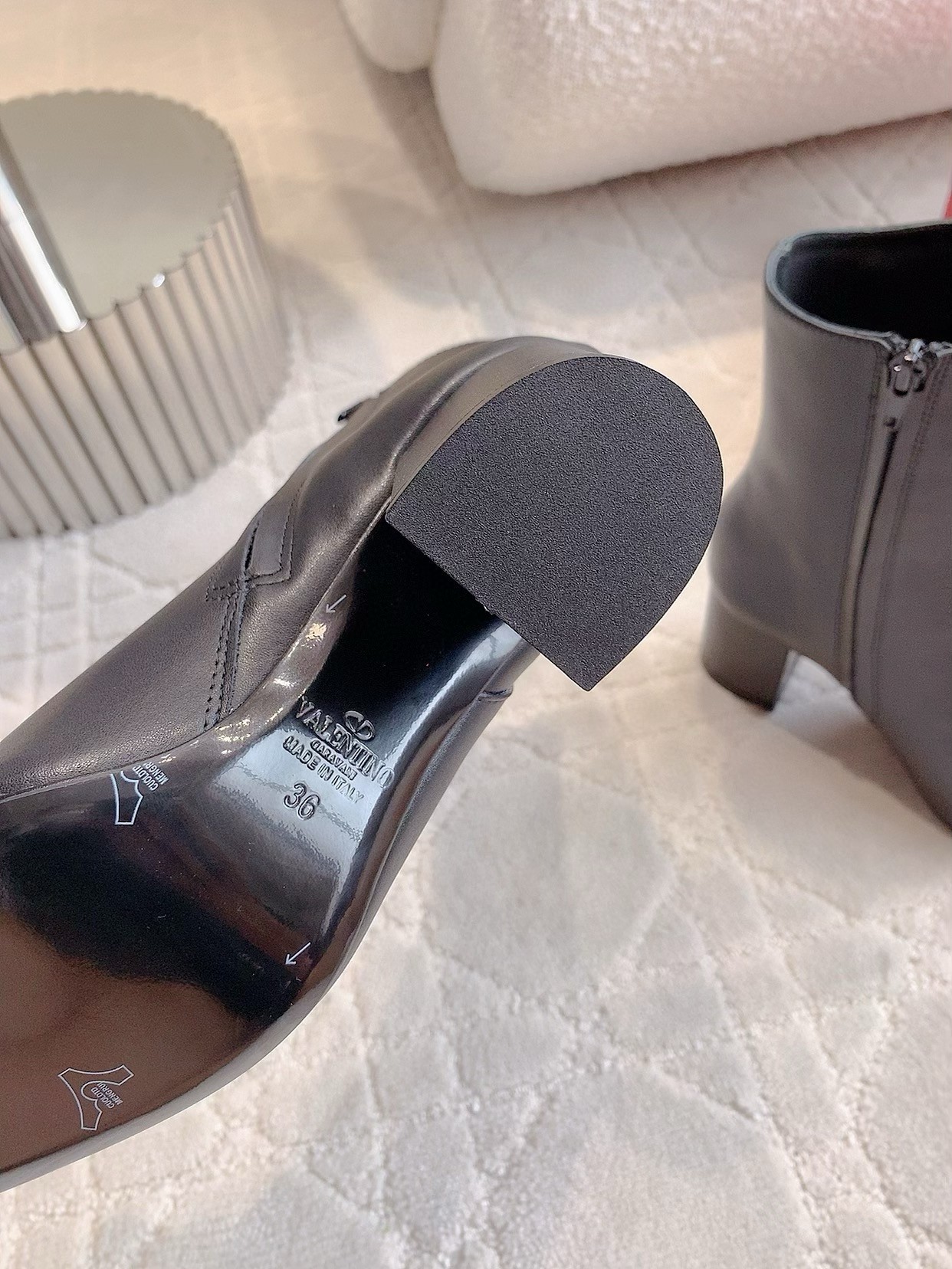 Valentino VLogo The Bold Edition Ankle Boots 70mm in Black Calfskin