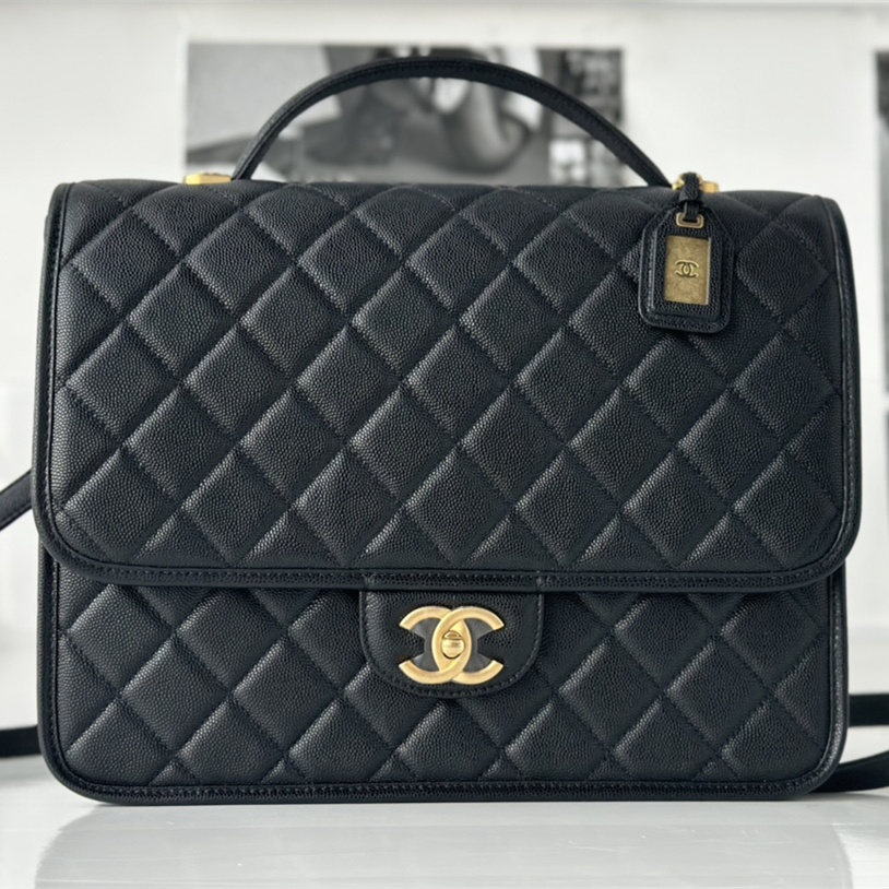 Chanel Backpack 22K Series Black and Gold Calfskin