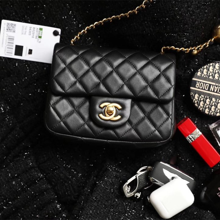 Chanel Mini Gold Ball Flap Bag Black and Gold