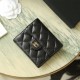 Chanel Short Wallet Caviar Leather Black and Gold