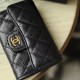 Chanel Short Wallet Caviar Leather Gold Buckle Medium