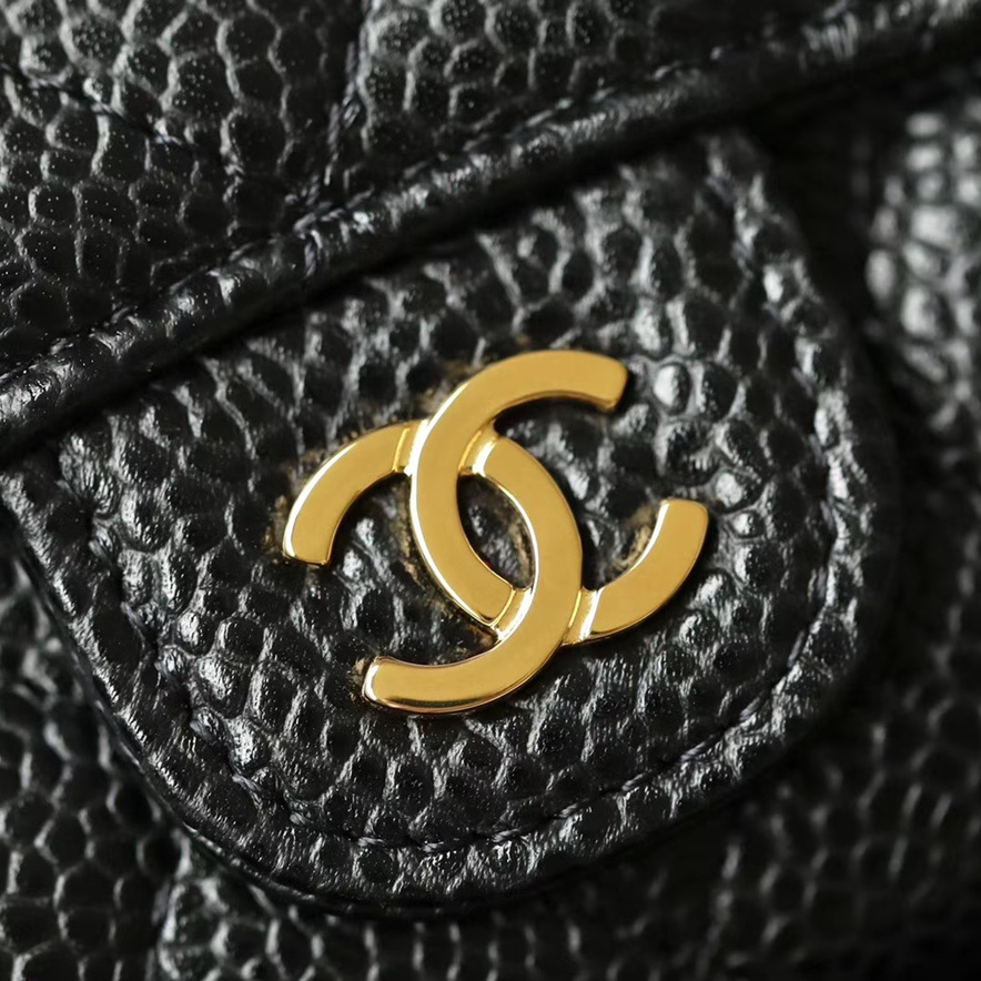 Chanel Short Wallet Caviar Leather Gold Buckle Medium