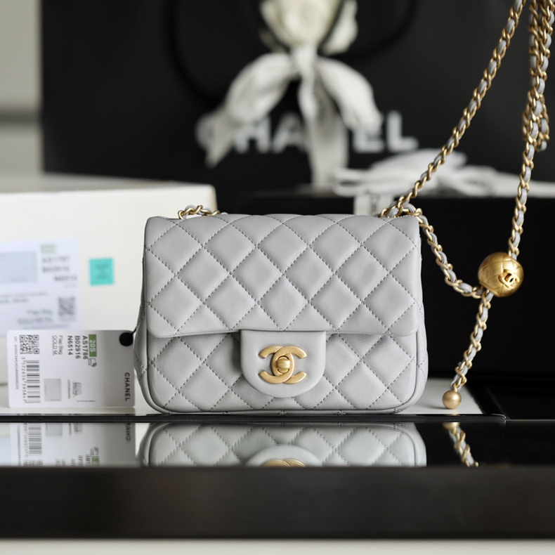 Chanel Gold Ball Bag Gray Mini