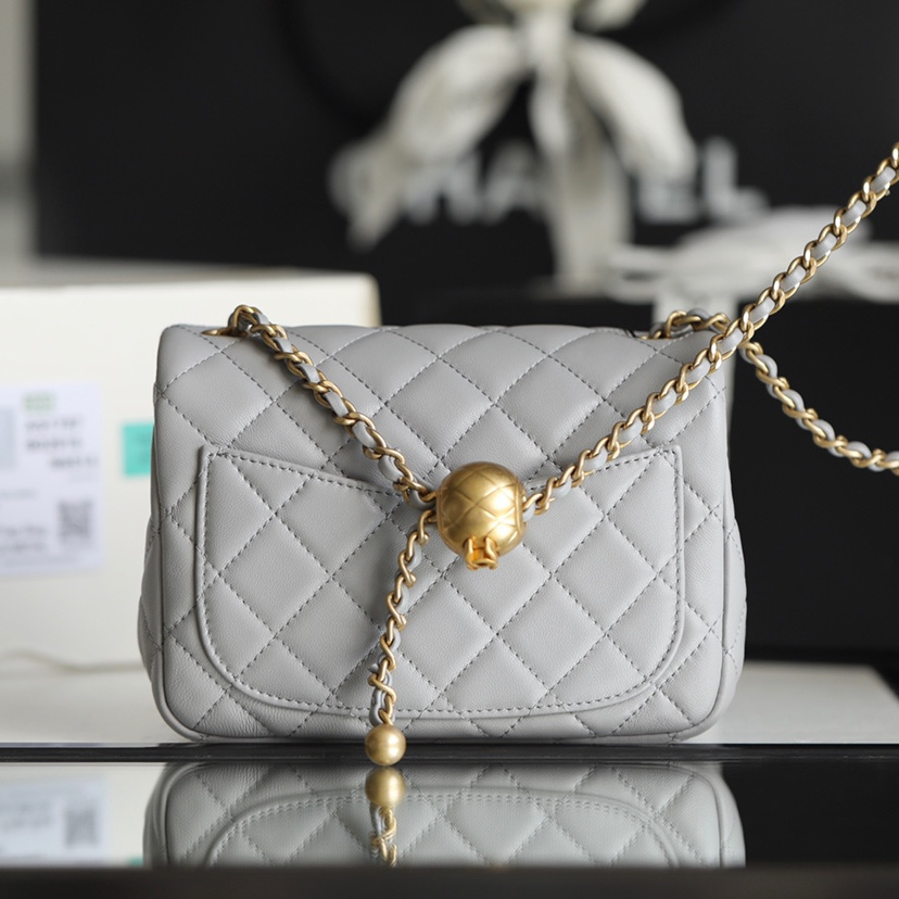 Chanel Gold Ball Bag Gray Mini