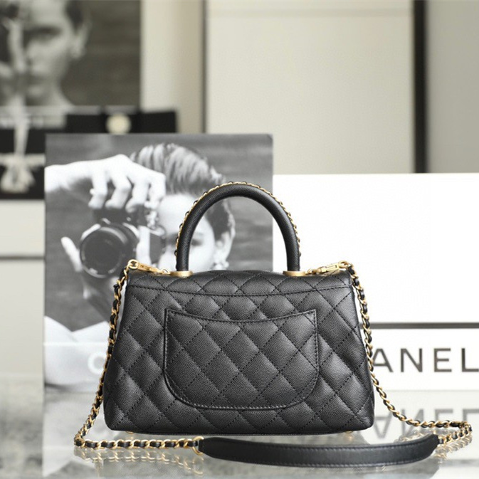 Chanel 23P Shoulder Tote Bag Black and Gold