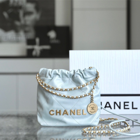 Chanel Mini Shopping Bag Blue Calfskin