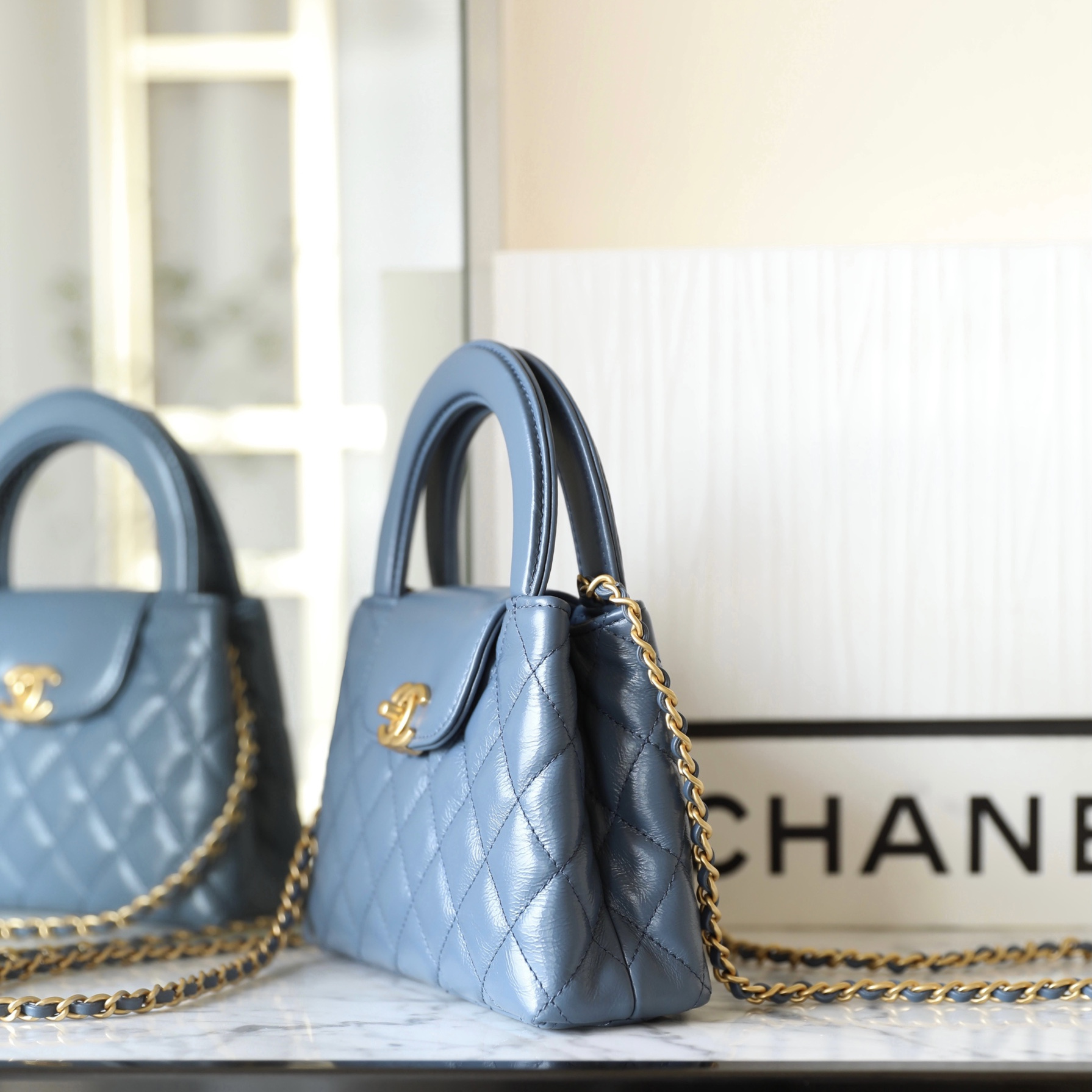 Chanel 23K Tote Bag Series Denim Blue Large