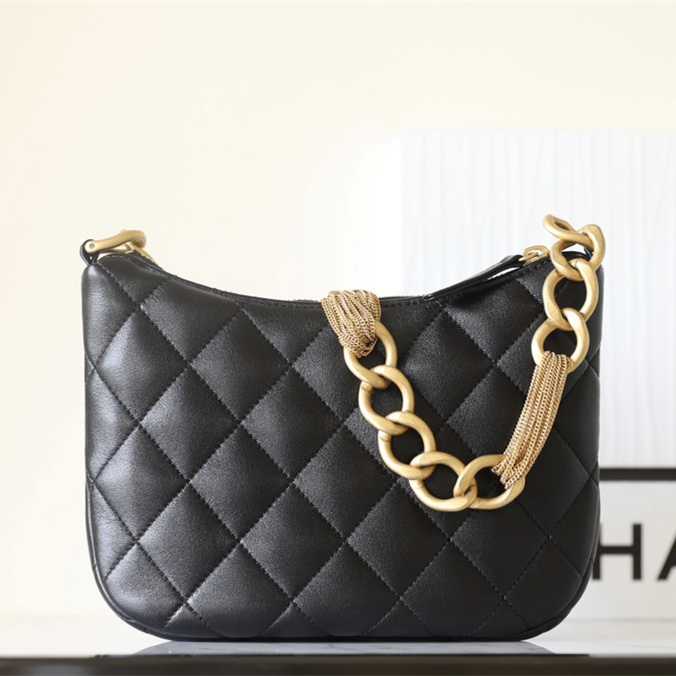 Chanel Luxury Hobo Bag 23A Series Black and Gold