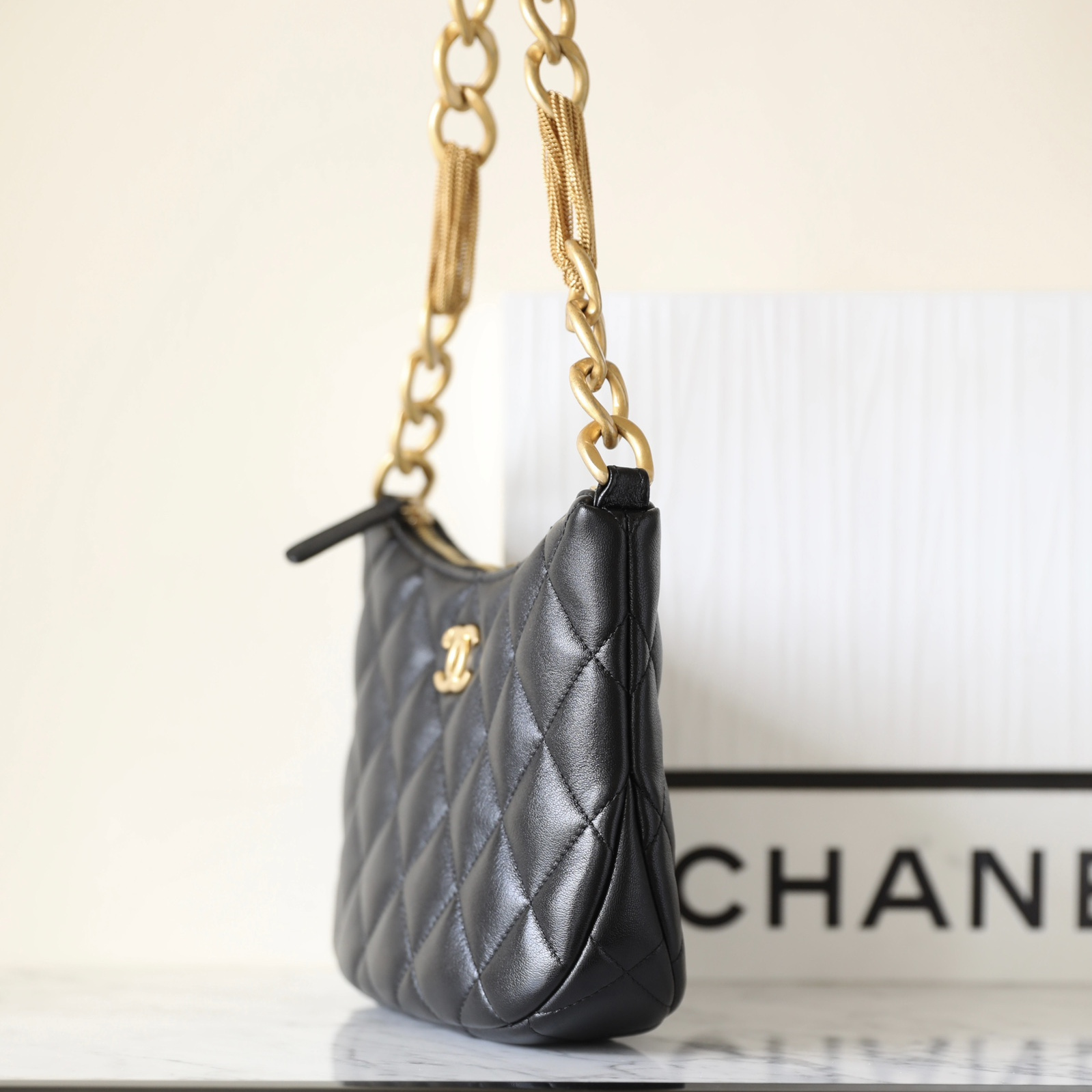 Chanel Luxury Hobo Bag 23A Series Black and Gold