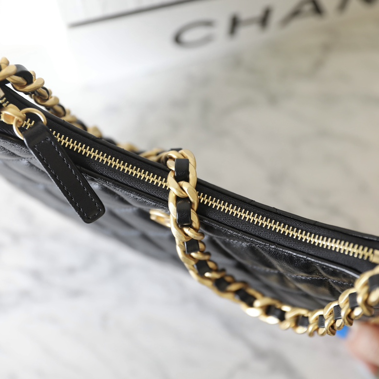 Chanel Hobo  Bag Black and Gold Small