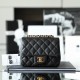 Chanel Flap Bag Caviar Leather Mini Black and Gold