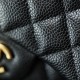 Chanel Flap Bag Caviar Leather Mini Black and Gold