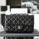 Chanel Flap Bag CF Series Caviar Leather Black and Silver with Chip