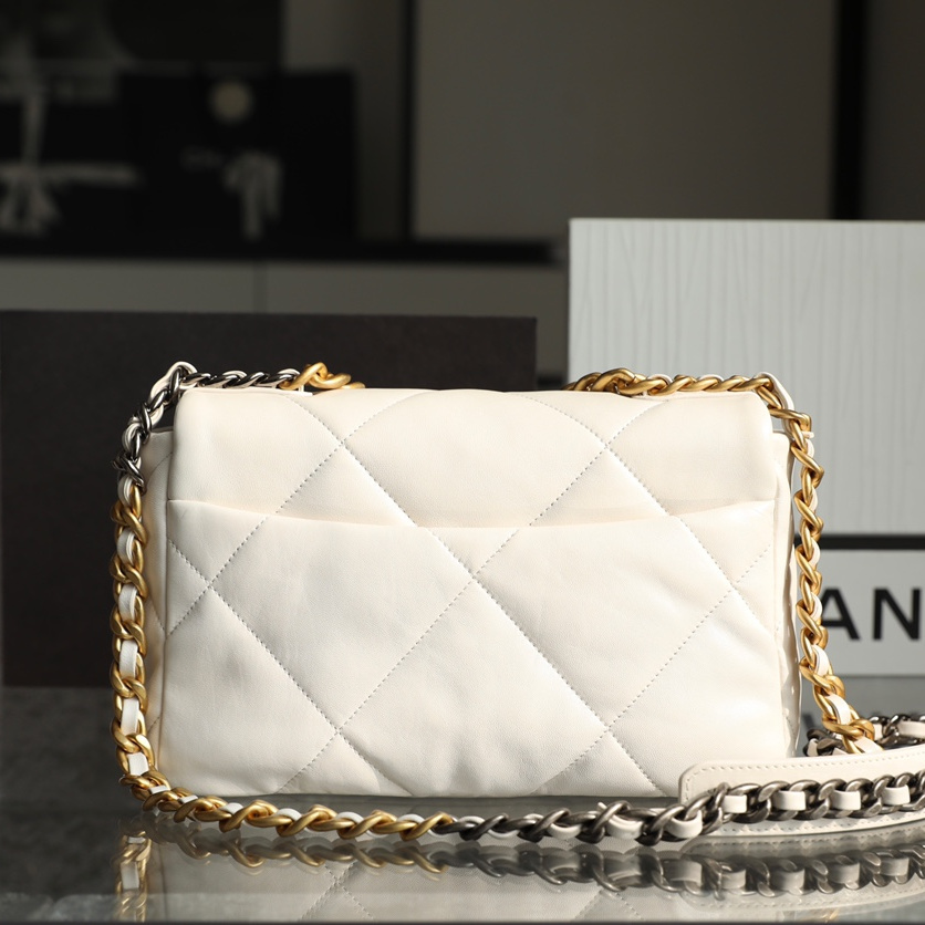 Chanel Official Website 19 Bag Lambskin Shoulder Bag White